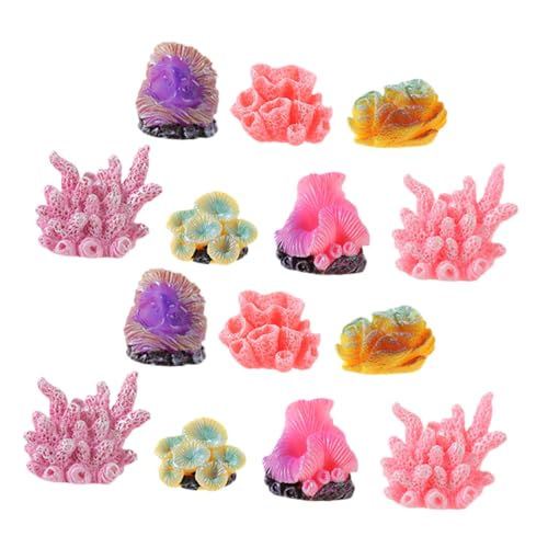 LOLIPPYY 14個 点人工珊瑚魚槽装飾 鮮やかな色彩とリアルな質感の樹脂製サンゴ礁 オーナメント 水槽内の自然環境促進 魚に優しい設計 お手入