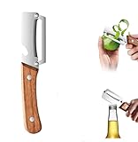 Pelador De Verduras Multifuncional 2 En 1 Apto Para Patatas Caña De Azúcar Cuchillo Y Raspador De Cocina Mango De Madera Antideslizante Con Abridor De Botellas Incorporado