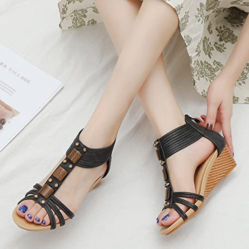 Chaussures compensées à bande élastique pour marcher sans douleur