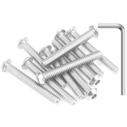 Image of 10 Pieces 1 /4-20 x 1-7 /8 inch Button Head Socket Cap Screws Bolts, HELIFOUNER 304 Stainless Steel (18-8) Screws, Bright Finish, Fully Threaded