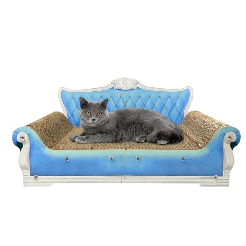 INRLKIT Cat Sofa Bed Scratcher with Catnip, Large Blue