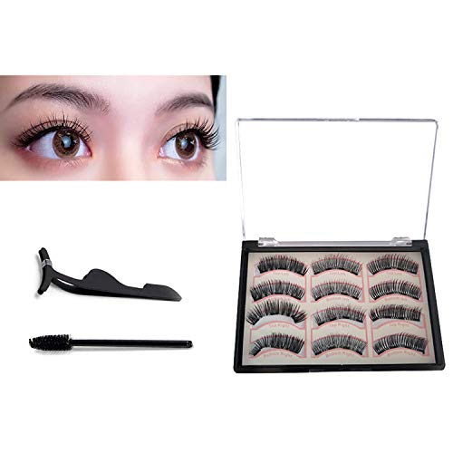 Preisvergleich Produktbild Magnetische Wimpern, 3d Magnet Wimpern Set, Natural Look Wiederverwendbar Künstliche Wimpern mit 3 Magneten, Dual Magneten Magnetic False Eyelashes + Edelstahl Pinzette, 12 Stücke