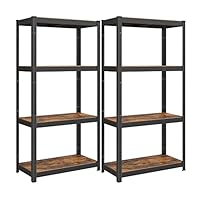 SONGMICS Standregal, 2er Set, Bücherregal, Lagerregal, 4 Ablagen, verstellbar, 40 x 80 x 160 cm, jeweils bis 520 kg belastbar, für Küche, Wohnzimmer, vintagebraun-schwarz GLR044B12