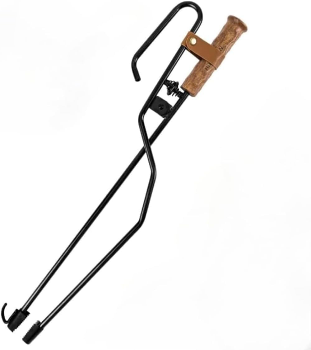 IWEJ 火バサミ 3in1 多機能 炭バサミ 薪バサミ 火吹き棒一体型 リフター機能 長尺 バネ付き スチール製 防錆塗装 キャン
