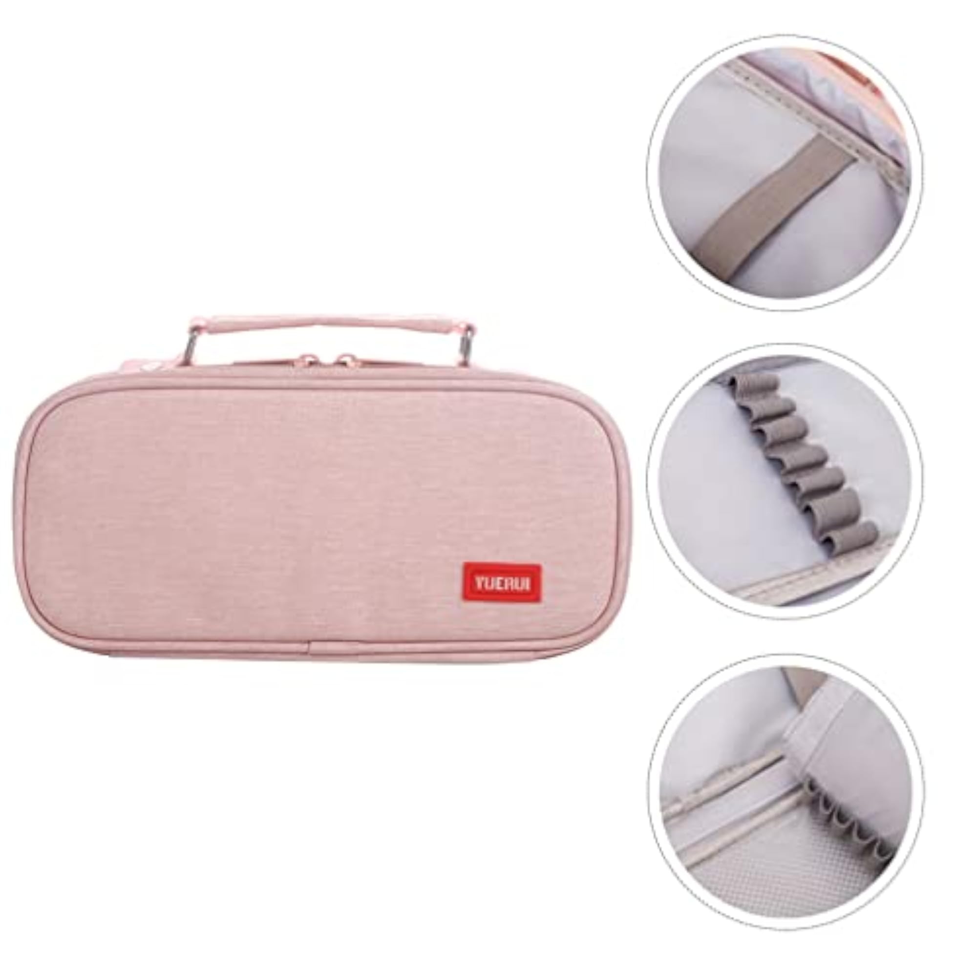 Large Capacity Pink Zipper Pencil Case for School Office