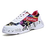  Zapatillas de Deporte de Mujer Plataformas Graffiti Vulcanizado Colorido Atlético Fondo Grueso Suela con Cordones Chunky Casual Sports Clunky Sneakers