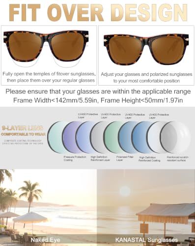 Image of KANASTAL Over Glasses Sunglasses Square Fit Over Polarized Sunglasses UV400