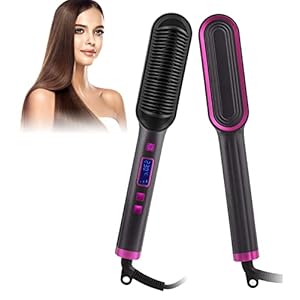 Hair Straighteners for Women, Ionic Hair Straightener Brush, Anti-scalding,Fast Heating and Adjustable Temperature,Women Gifts, Hair Styler Tools for Home (Purple)