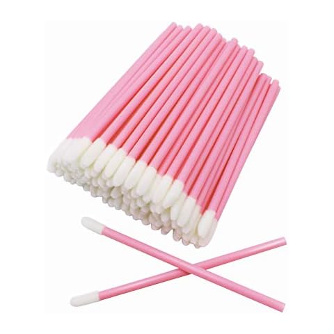 100 Pcs Disposable Lip Brushes Make Up Brush Lipstick Lip Gloss Wands Applicator Tool Makeup Beauty Tool Kits Pink Cover