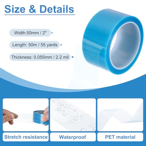 Image of PATIKIL 50mm x 50m Refrigerator Tape PET Fridge Non-Residual Adhesive Tape for Fixing Drawer Refrigerator Air Conditioner Printer Sky Blue