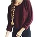 Oyanus Women's Casual Round Neck Long Sleeve Cable Knit Pullover Sweater