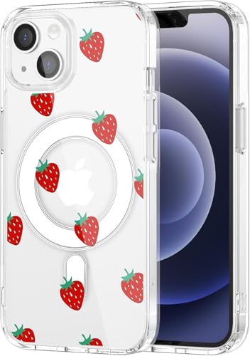 Coque iPhone 15 fraise MagSafe coque de téléphone fine pour femme