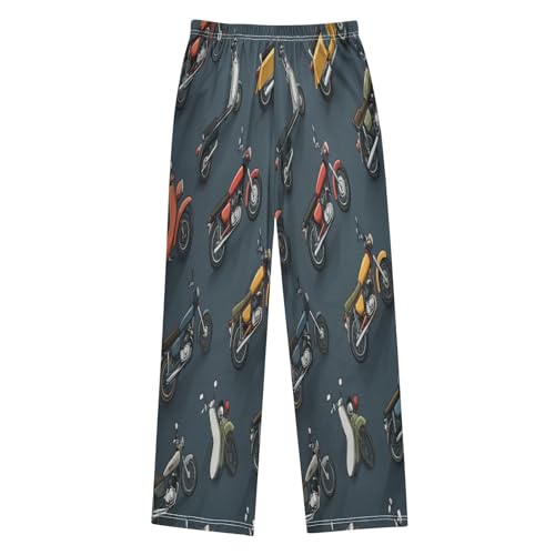 Retro Design Motorcycle Lounge Pajama Pants Soft PJ Bottoms for Sleepwear Ages 6-14 Years2