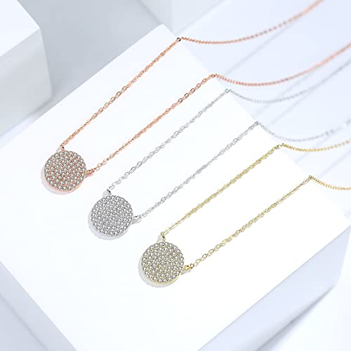 Lavishe Rhodium Plated 925 Sterling Silver Cubic Zirconia Disc Necklace With Circle Pendant 12Mm Diameter, 18 Inch #TOP4