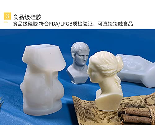 Xinmier Portrait Mold, Large Portrait Silicone Candle Mold, Diy Scented Candle Handmade Soap Plaster Mold, Creative Decoration Mold (Large David), Sx-Rx-57 #TOP4