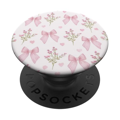 Pink Tied Ribbon Bow Coquette Pattern PopSockets Adhesive PopGrip