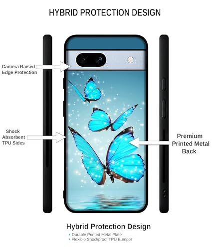 Image of Flying Butterflies Design Premium 2D Printed Metal Back Case Cover for Google Pixel 7A 5G, Multicolor
