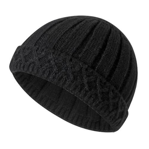 Gorro de punto de invierno con ala plegable, gorra gruesa para clima frío, actividades al aire libre, orejas térmicas, Negro, Talla única