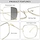 JM Photochrom Blaues Licht blockierende Computerbrille, Quadratisch Augenschutz Metallbrillen Anti Glare Männer Frauen Grau