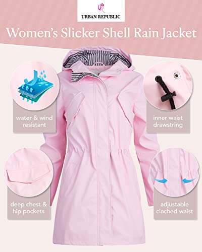 Urban Republic Woman’s Raincoat – Waterproof Slicker Shell Rain Jacket (S-3Xl, Plus Size), Size Small, Blush #TOP1