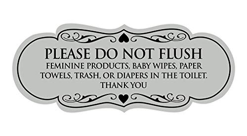 Plaque Please Do Not Flush Signs ByLITA gris clair taille M pour signalisation de toilettes