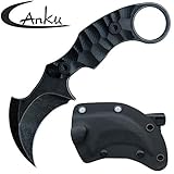 Canku C1697 Tactical Knife Fixed Blade D2 Steel G10 Handle, karambit Fixed Blade Knife with Kydex Sheath,Outdoor Survival Claw Tactical Teeth Knife,Camping EDC Tools