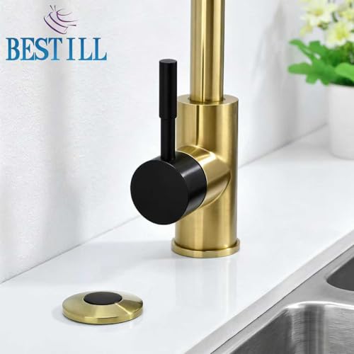 Image of Garbage Disposal Air Switch Kit, Gold and Black All Metal Sink Top Long Push Button for Food Waste Disposer Part by BESTILL, UL Listed