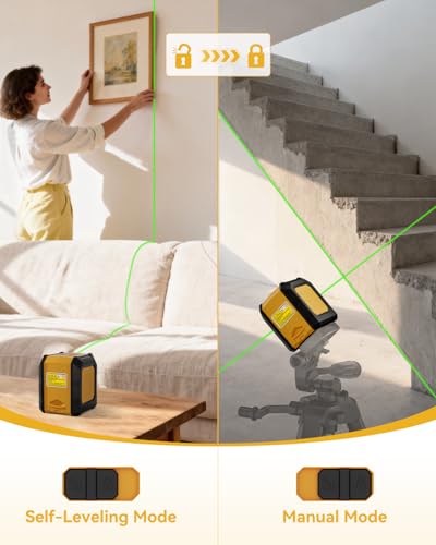 Miniatura 2 de Nikotek Nivel Láser Autonivelante Con Tripode Haz Verde Láser De Líneas Cruzadas Horizontales Y Verticales Para Decoración Del Hogar Bolsa De Transporte, 2xbatería Incluida