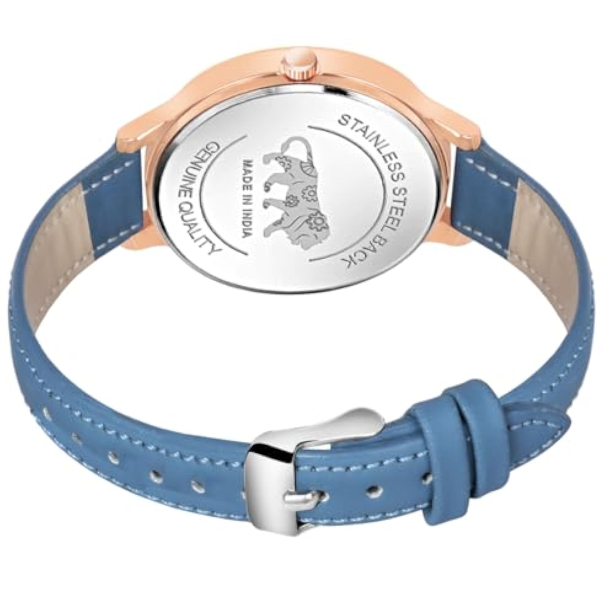 Women's Rose Gold Analog Watch with Leather Strap