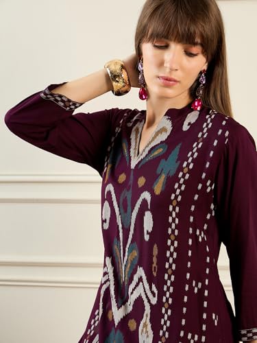 Image of INDO ERA Women's Viscose Rayon Straight Fit Printed Straight Kurta (SHTUR6559)