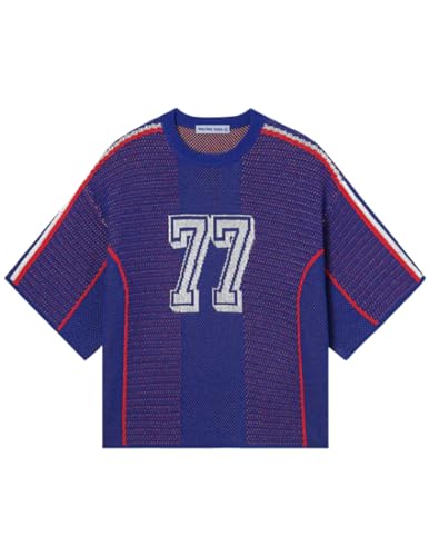 Aelfric Eden T Shirts Number Stripe Unisex Oversized Graphic Knit Tee Color Blocking Streetwear Tops