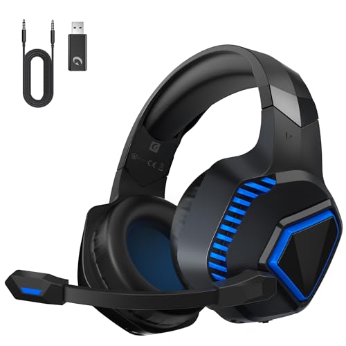 Image of Gvyugke Captain 100 Gaming Headsets Wireless for PS5, PS4, Mac, Switch, PC, Computer - 2.4GHz Wireless & Bluetooth 5.2 Gamer Gaming Headphones Wireless, ENC Noise-Canceling Mic, 50MM Drivers, Blue