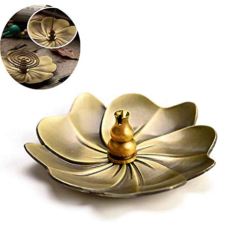 mioni Quemador de Incienso Sakura Incienso de Bronce Retro Bobina Soporte Soporte Gris Catcher Bandeja Placa decoración del hogar