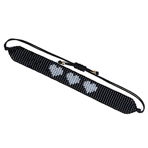 Kelitch Heart Shape Miyuki Beads Bracelets Handmade Braided Wrap Bracelets New Wax Rope Cuff Bracelets (Gold Heart) #TOP26