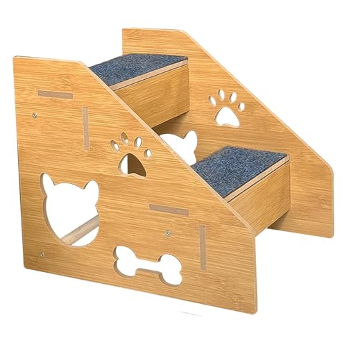 FLCPJGV Cat Stairs Ladder Wooden Pet Steps Ramp Non Slip Sturdy Support Portable Lightweight Reinforced Structure Suitable for Cats Living Room, 2 Layers