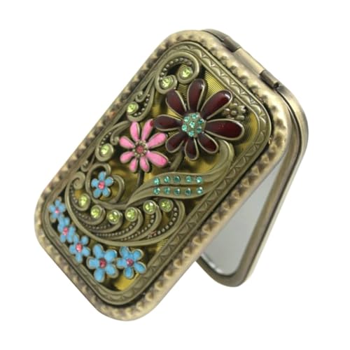 QQNQQ Specchio cosmetico portatile, specchio for il trucco pieghevole in metallo, da viaggio bifacciale, piccolo, tascabile e leggero for l'applicazione i ritocchi del