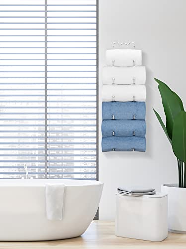 Elbourn Towel Rack Wall Mounted Metal Wine Rack Washcloths Bathrobe Storage Shelf Organizer Hand Towels Holder For Bathroom Cloakroom - White #TOP1