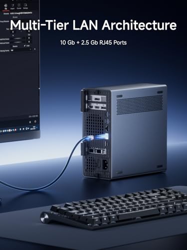 Image of MINISFORUM Mini Workstation MS-02 Core Ultra 5 235HX Without Storage /OS Mini PC, 4X DDR5 Slot, 4X SSD Slot, HDMI+USB4+2xUSB4 V2 Video Output, 2X 25G SFP+, 1x10G RJ45, 1x 2.5G RJ45, WiFi7 Computer