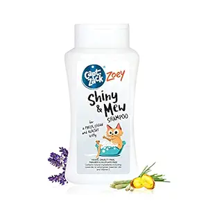 Captain Zack Zoey Shiny & Mew 200 ml Sulphate Free Cat Shampoo | Soothes Itchy Skin, Natural Deodorizer, Natural Tick & Flea Repellent | Paraben Free, Vegan & Cruelty Free
