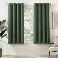 Deconovo Blue Blackout Curtains, Thermal Insulated Eyelet Curtains Pair, Short Window Panels for Bedroom, Kitchen & Small Windows, W42 x L54 Inch, Pack of 2, Dark Mallard