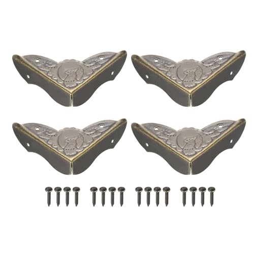 uxcell Metal Desk Corner Protectors Table Edge Cover Guard 39x39x11mm Bronze Tone 20pcs