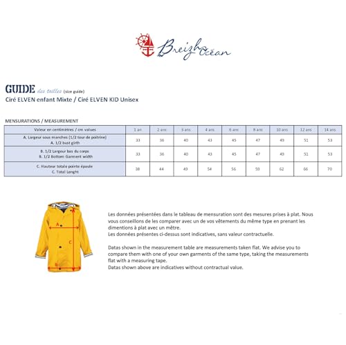 Breizh Ocean - Ciré, Imperméable Enfant, Création Française ELVEN Mixte Garçon ou Fille - Impermeable Enfant Intérieur Rayé Style Marinière avec Capuche - Manteau Garcon ou Fille de 1 à 14 ans – vue 6