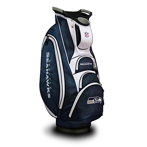 Team Golf NFL Seattle Seahawks Victory Golf Cart Bag, 10-way Top with Integrated Dual Handle & External Putter Well, Cooler Pocket, Padded Strap, Umbrella Holder & Removable Rain Hood