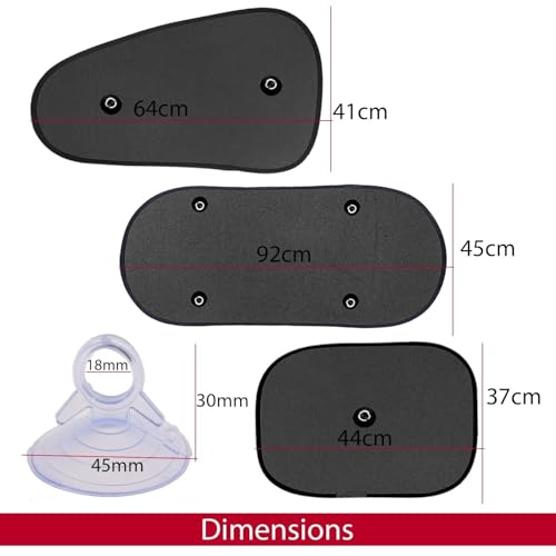 Image of Fabric Car Side Window and Rear Window Sun Shades, Black (Universal) (TRI Design and Dikky)