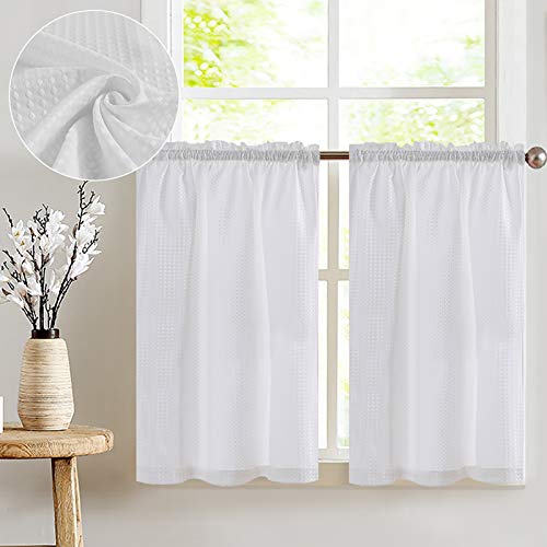 jinchan 95% Blackout Boho Kitchen Curtains 24 Inches Cafe Tier Curtains Bohemian Small Drapes for Bedroom RV Basement Half Window Room Darkening Thermal Insulated 2 Panels Black on Beige 25"