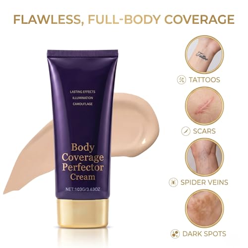 Tattoo Cover Up Makeup Waterproof, Lightweight Body Foundation Cream, Full Coverage Body Perfector & Concealer for Legs, Scars & Blemishes, Active-Wear Low-Transfer Makeup — view 2