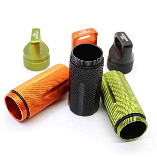 Image of Ccanku C20 EDC Waterproof Case Military Level Survival Pill Match Case Box Container CNC Metal Seal Bottle Camping Essentials Tool, Survival Storage Container (Black Orange Green)