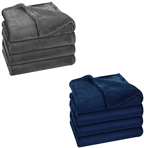 Utopia Bedding Fleece Blankets Bundle Pack Of Grey And Navy Twin Size Bed Blankets #TOP18