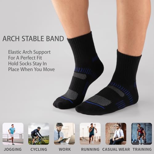 COOPLUS 8 Pairs Men's Athletic Ankle Socks Running Cushioned Cotton Quarter Sports Socks4