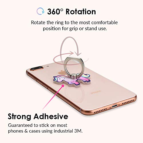 Image of Velvet Caviar Cell Phone Ring Holder - Finger Ring & Stand - Improves Phone Grip Compatible with iPhone, Galaxy and Most Cases (Except Silicone /Leather) - Pink Unicorn